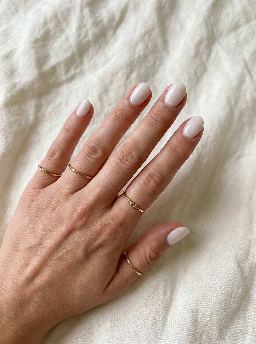 Milky White Basic Nails als Basic Nails Inspiration 2026